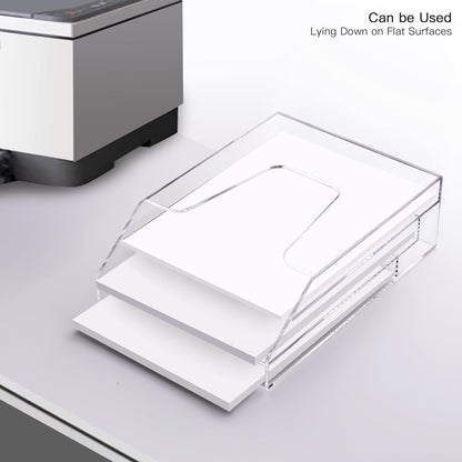 YUXUN Acrylic File Folder Holder, Vertical File Storage, Clear Desktop Organizer, 2 Pockets