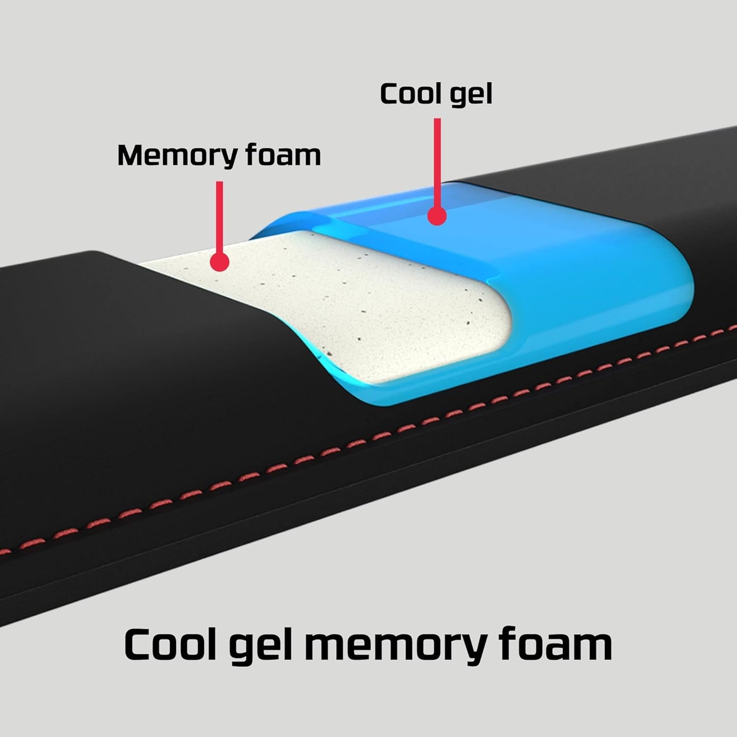 HyperX Wrist Rest - Full Sized - Cooling Gel - Memory Foam - Anti-Slip - Ergonomic - Keyboard Accessory, Black
