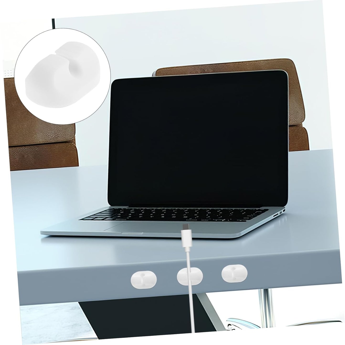 NUOBESTY 6pcs Silicone Cable Holder Clips Adhesive Wire Organizer for Desk Wall Car and Nightstand Efficient to Prevent White