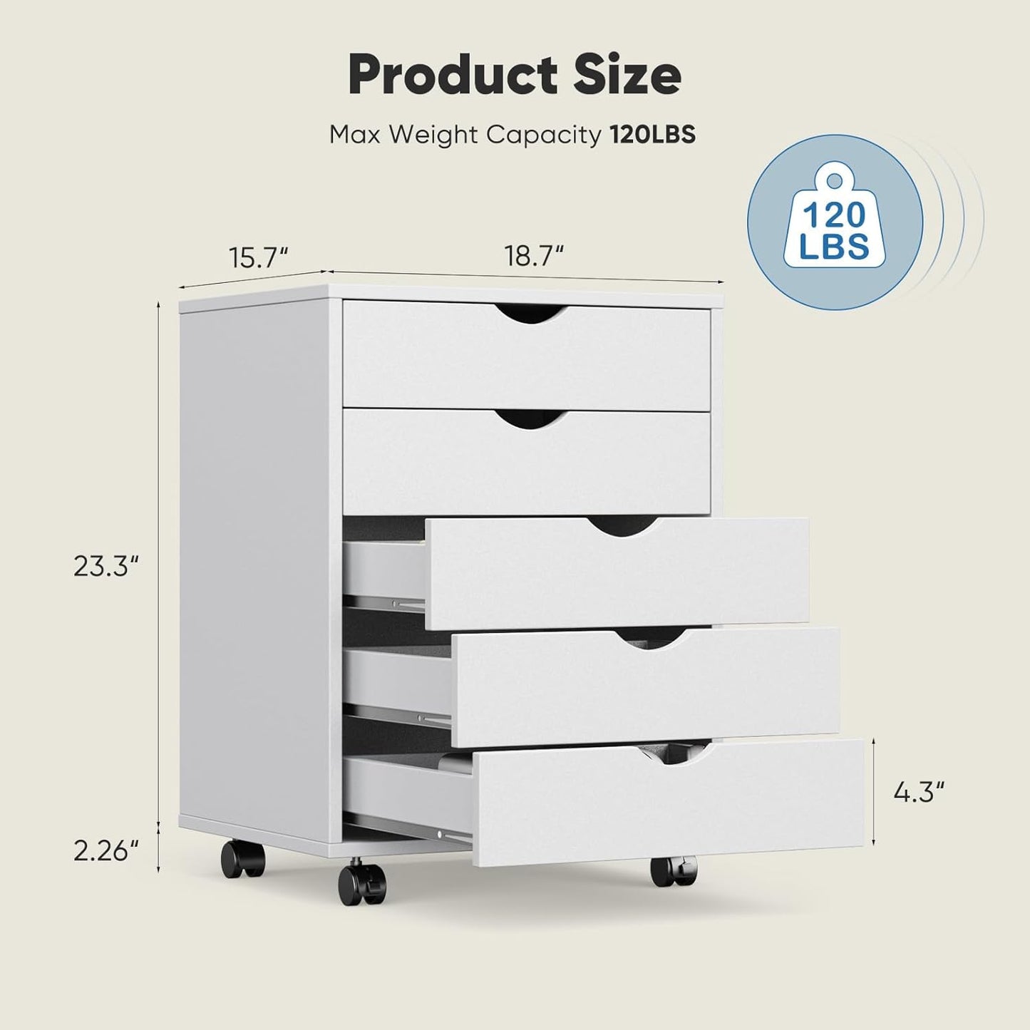 OLIXIS 7 Drawer Mobile File Cabinet Under Desk Storage Organization with Wheels Vertical Filing Chest Rolling Wood Small Desk Printer Stand for Home Office, 15.75"D x 18.74"W x 34.25"H, Black