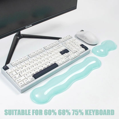 Clear Gel Wrist Rest for Keyboard and Mouse, Green Silicone Mouse Wrist Rest Set, Cute Ergonomic Wrist Rest for Keyboard 60%/75%(Green)