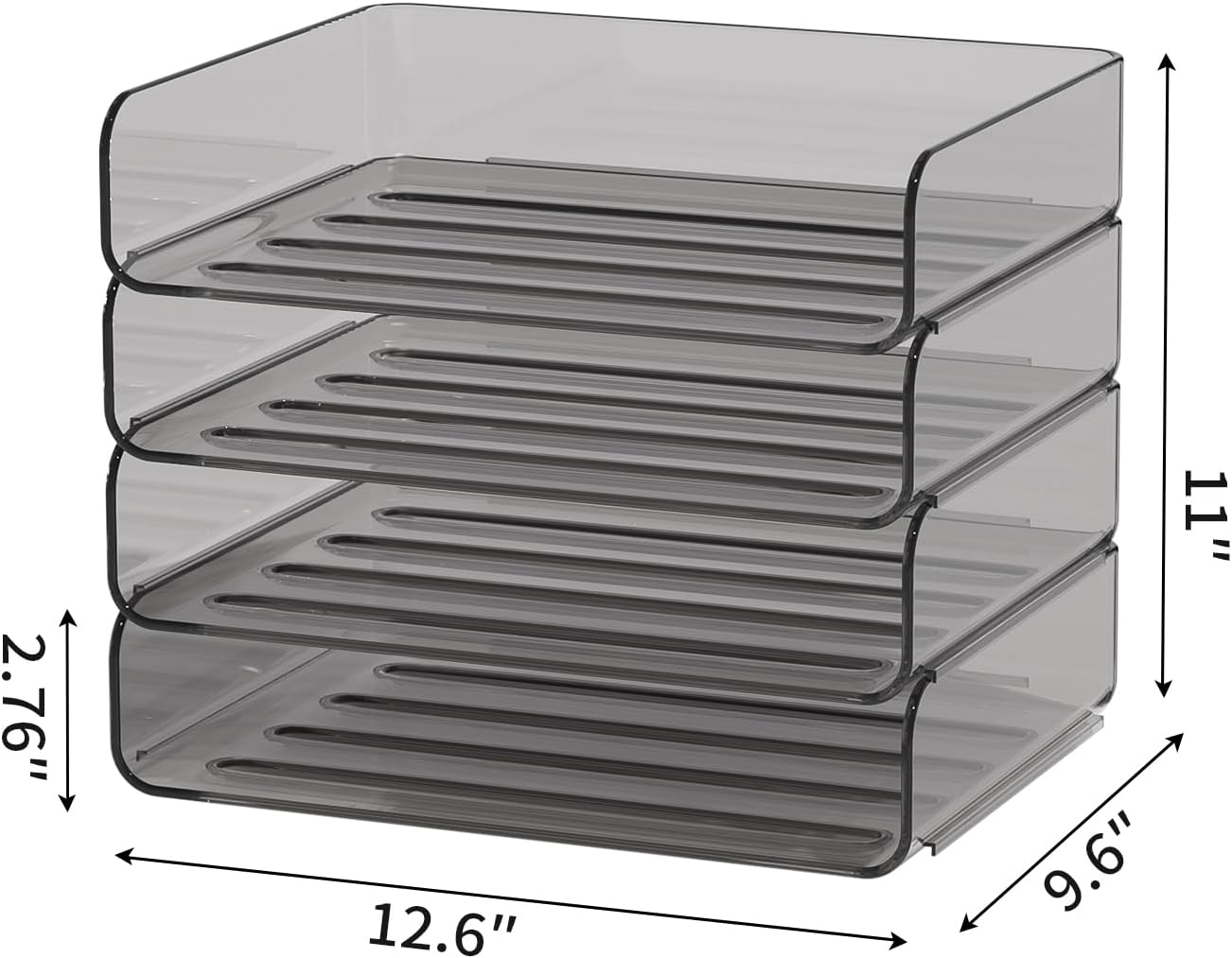 FANXIYQ 4-Tier Acrylic Paper Tray Organizer - Low-Profile Desk File Sorter for Office/Home, Clear Stackable Letter Tray for Bills, Crafts, Notebooks