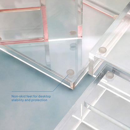 Clear Acrylic Desk Organizer 4-Piece Desk Kit + Free Complimentary Acrylic Ruler, Desktop Organization for Office or Home