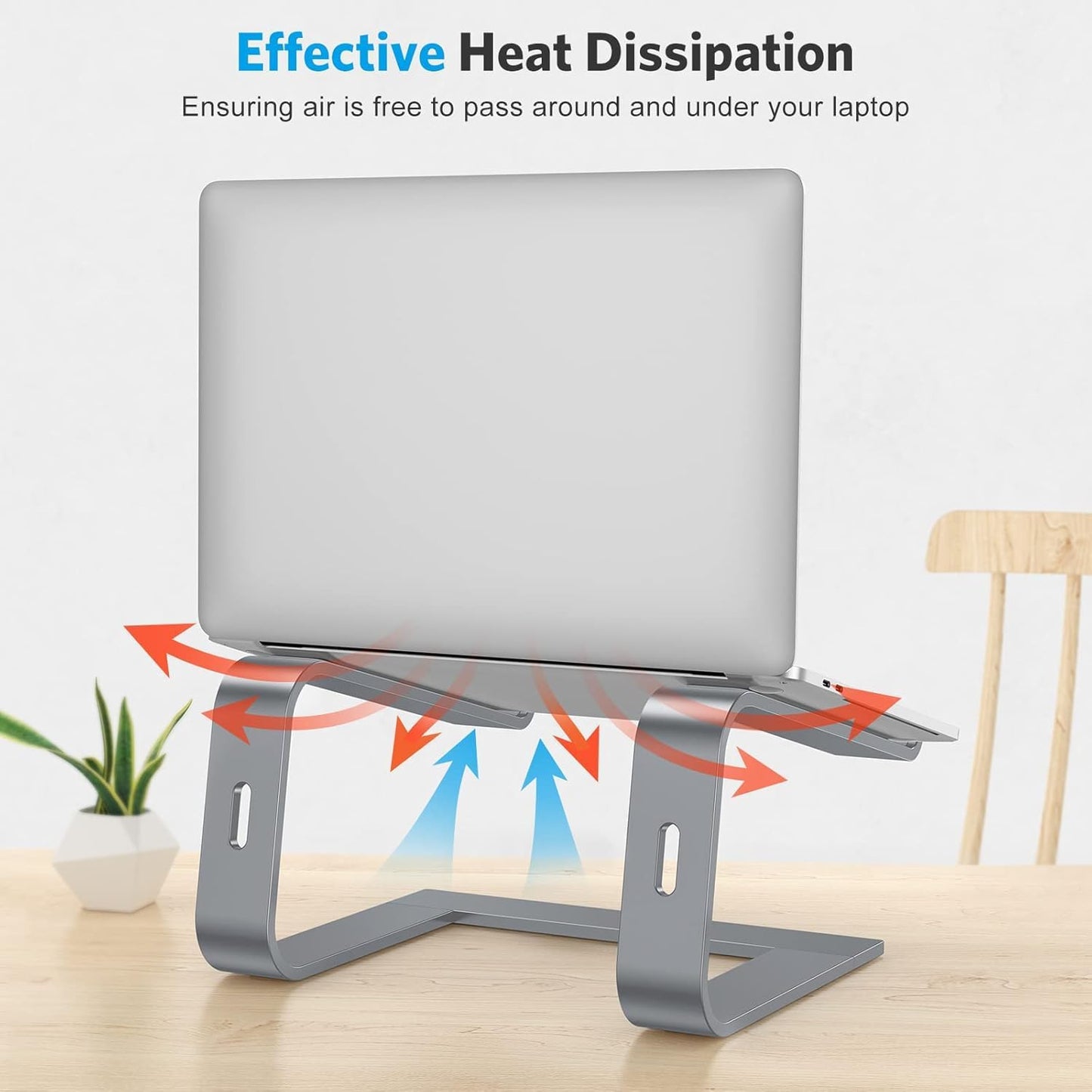 OMOTON Laptop Stand, Detachable Laptop Mount, Aluminum Laptop Holder Stand for Desk, Compatible with MacBook Air/Pro, Dell, HP All Laptops (11-16 inch), Silver