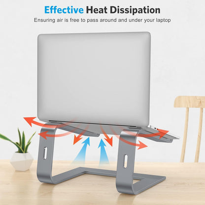 OMOTON Laptop Stand, Detachable Laptop Mount, Aluminum Laptop Holder Stand for Desk, Compatible with MacBook Air/Pro, Dell, HP All Laptops (11-16 inch), Silver