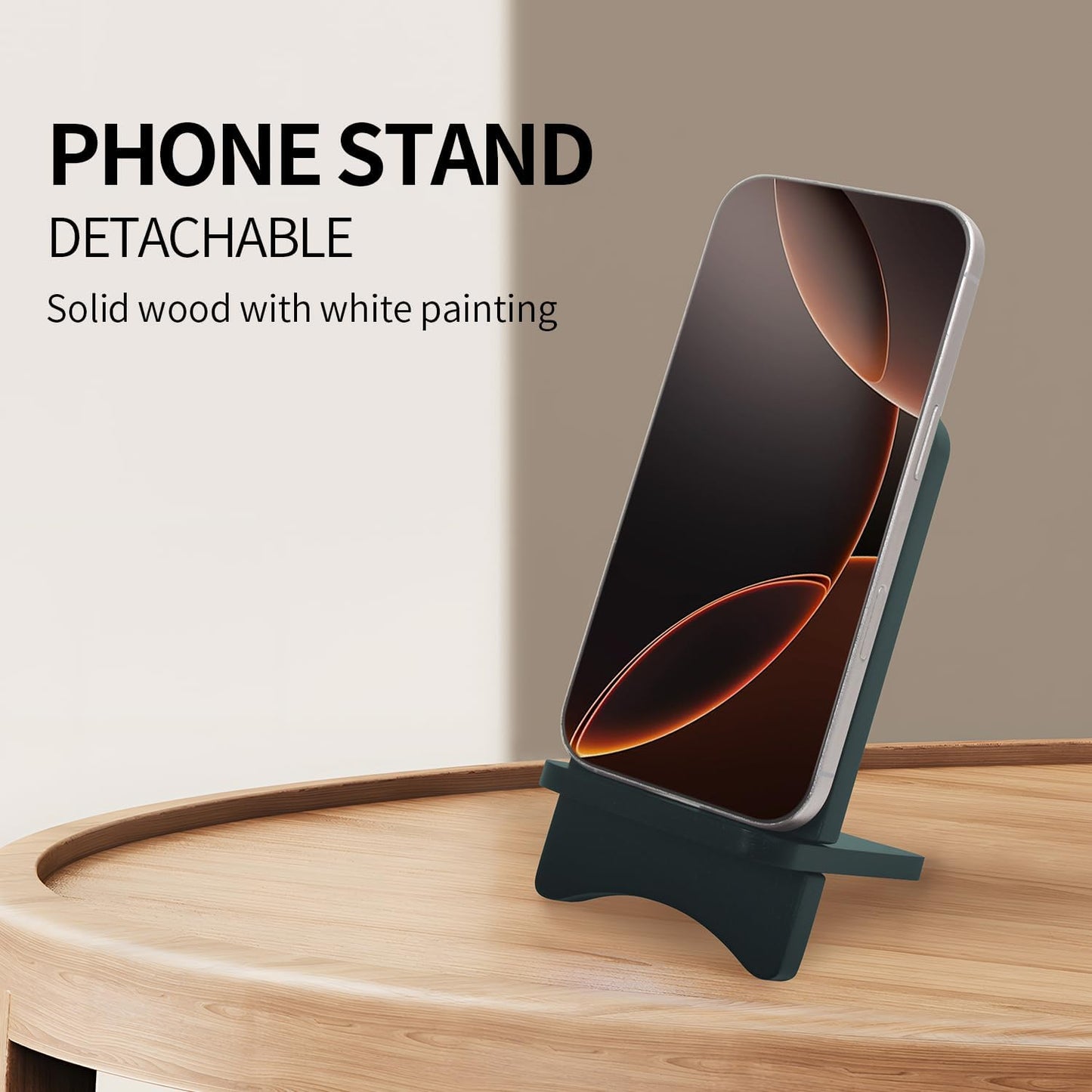 Solid Wood Phone Stand, Desktop Wooden Phone Stand, Simple Phone Holder, Compatible with All Phones (Walnut Wood)