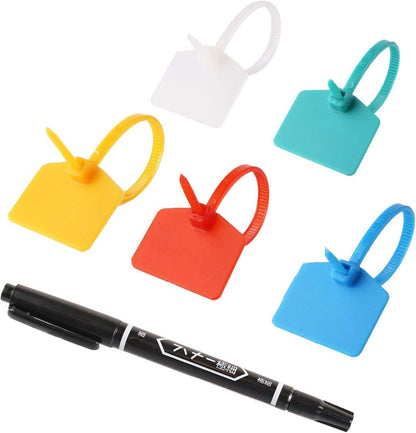 AMPCOM Nylon Cable Zip Ties with Marker, Self-Locking Written-on Cable Mark Ties 4.72 in - 5 Colors/ 100PCS