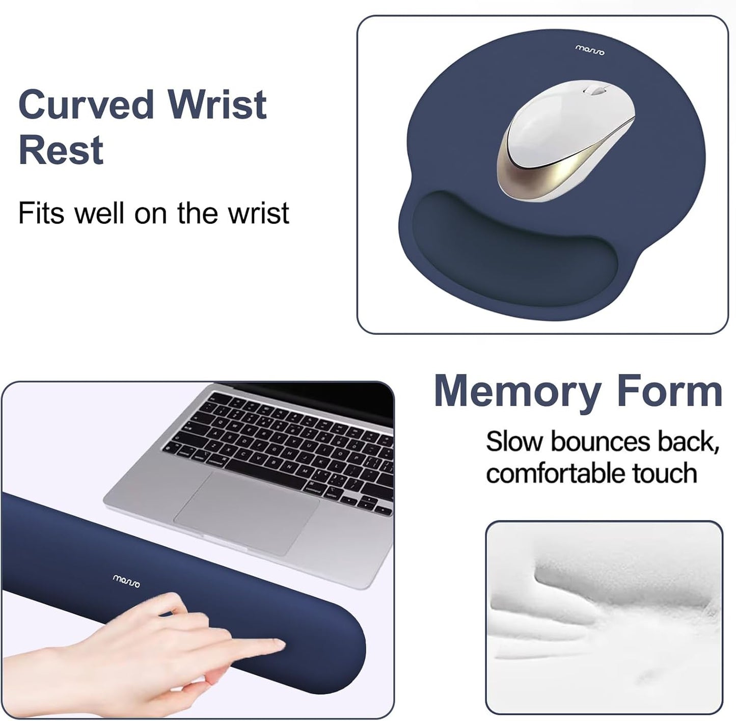 MOSISO Wrist Rest Support for Mouse Pad&Keyboard Set, Circle Curved Ergonomic Mousepad&Coaster Non-Slip Base Home/Office Pain Relief&Easy Typing Pad with Soft Cloth&Silicone Lining, Antique Green