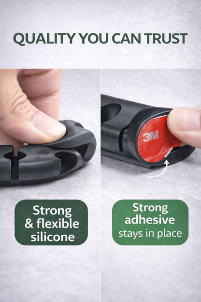 Cable Organizer Clips 2-Pack (5-Slot & 3-Slot) – Strong Adhesive Cord Holder for Desk, USB & Charging Cables, Silicone Wire Organizer for Home Office & Car – No-Drill, Keeps Cables Tidy