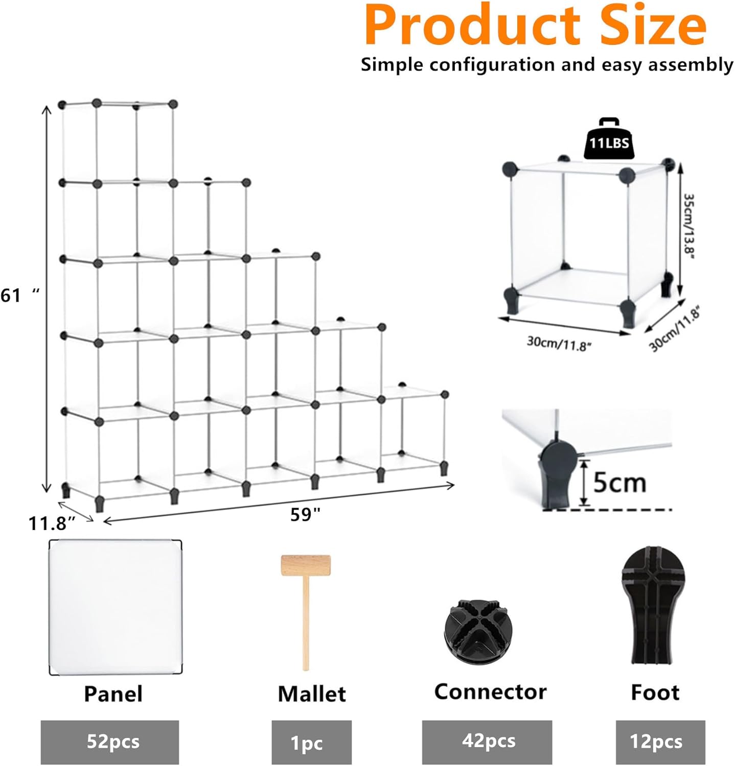 AWTATOS Cube Storage Organizer, 16 Cube Closet Organizer, Stackable Storage Cube Shelves, DIY Portable Closet Clothes Organizer Shelving for Bedroom, Closet, Wardrobe, Bathroom, White