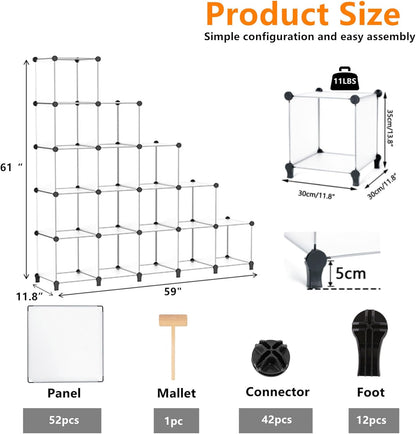 AWTATOS Cube Storage Organizer, 16 Cube Closet Organizer, Stackable Storage Cube Shelves, DIY Portable Closet Clothes Organizer Shelving for Bedroom, Closet, Wardrobe, Bathroom, White
