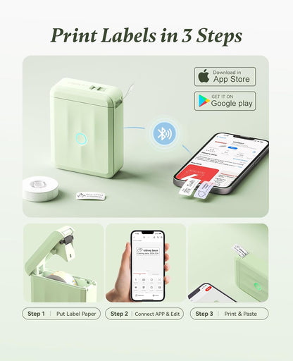 NIIMBOT Label Maker Machine Bluetooth Label Printer for School Home Office Organization, Wireless Mini Labeler D110 Upgraded Version, Label Machine with 1 Label Tape, White