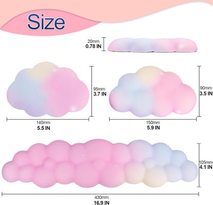 Cloud Wrist Rest Set for Keyboard and Mouse, Includes Cute Coaster, with Computers and Laptops（Purple Star Set）