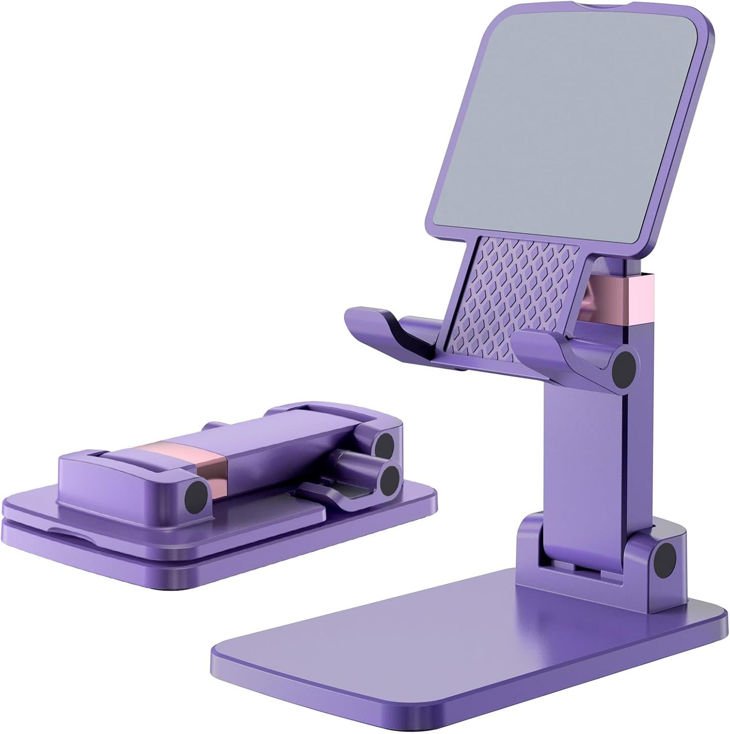 Phone Stand for Desk Cellphone Holder Height Angle Adjustable Stands, Anti-Slip Base, Compact Design for iPhone Android Devices,Black,1Pack