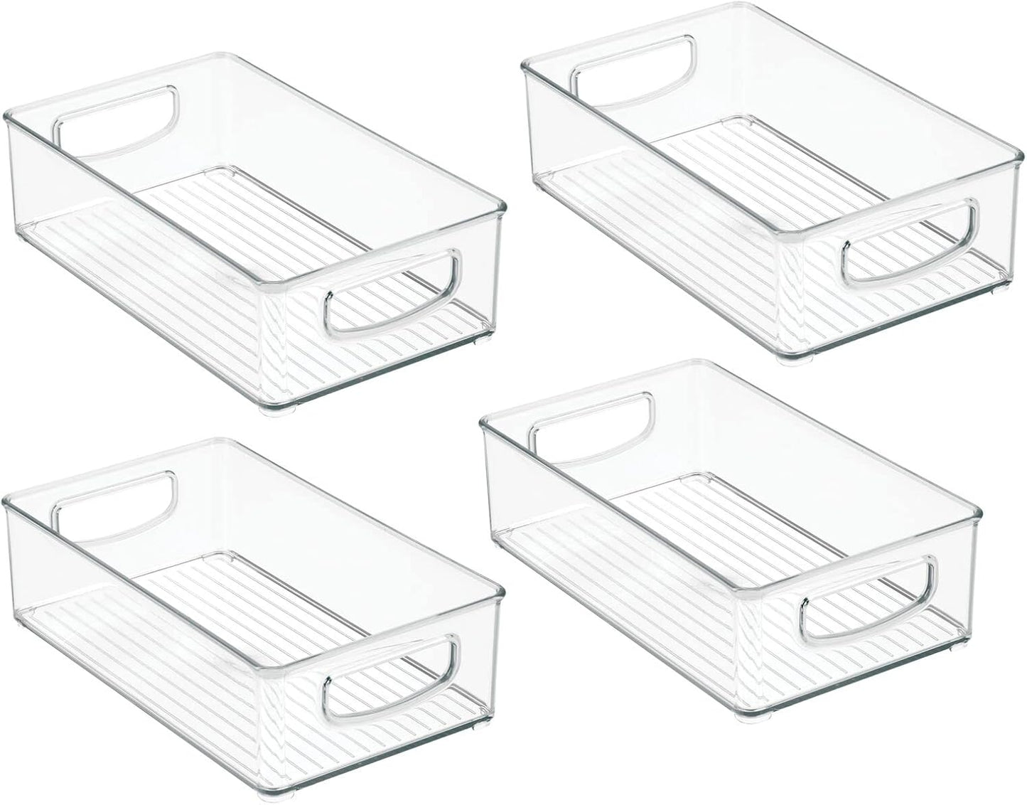 mDesign Plastic Office Supply Organizer - Storage Holder Bin with Handles for Desk Drawer, Cabinet - Pencil, Pen, Envelope and Supplies Container Basket - Ligne Collection - 2 Pack - Clear