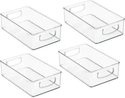 mDesign Plastic Office Supply Organizer - Storage Holder Bin with Handles for Desk Drawer, Cabinet - Pencil, Pen, Envelope and Supplies Container Basket - Ligne Collection - 2 Pack - Clear