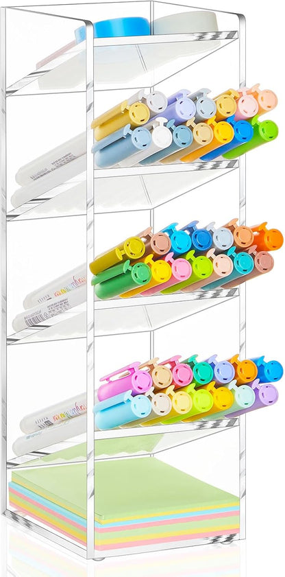 MotiMind Acrylic Pen Organizer Storage for 250 Markers Vertical Marker Organizer Acrylic Pen Display Holder for Office Desk Desktop Stationery Pencil Storage, Clear, 13 x 4 x 12.4 Inch