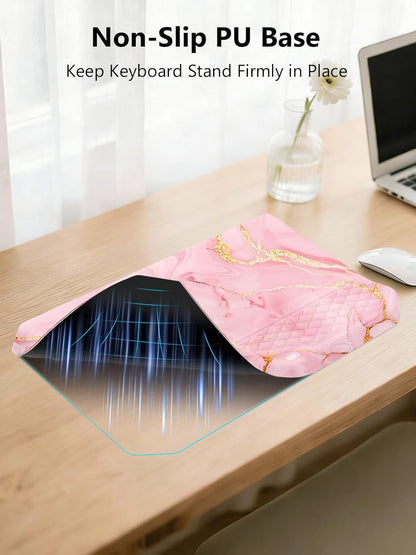 2-in-1 Ergonomic Keyboard Stand with Wrist Rest, Comfy Keyboard Riser Holder with Massage Design, Black
