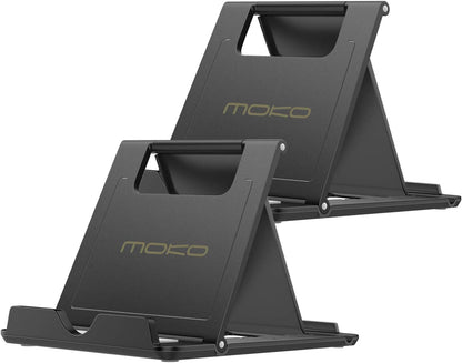 MoKo 2PCS Phone/Tablet Stand, Desktop Holder for 4-11" Device, Fit with iPhone 17/17 Air/17 Pro/17 Pro Max, iPhone 16/Pro/Pro Max/Plus, iPhone 15/Pro/Pro Max/Plus, iPhone 14/Pro/Pro Max/Plus