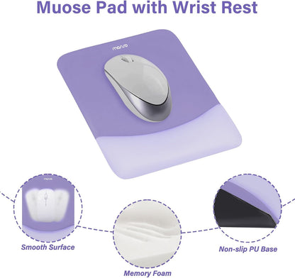 MOSISO Wrist Rest Support for Mouse Pad&Keyboard Set, Rectangular Ergonomic Mousepad Non-Slip Base Home/Office Pain Relief&Easy Typing Pad with Neoprene Cloth&Raised Silicone Lining, Green