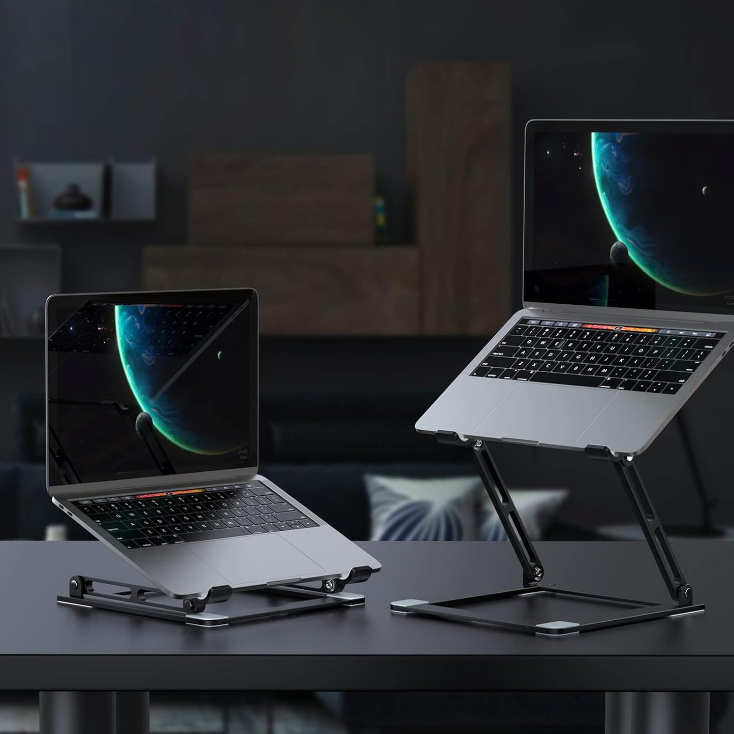 Laptop Stand for Desk - Adjustable Laptop Holder, Portable Laptop Riser with Multi-Angle Height Adjustable Computer Stand for MacBook Air/Pro and More Notebooks 10-17.3" - Grey