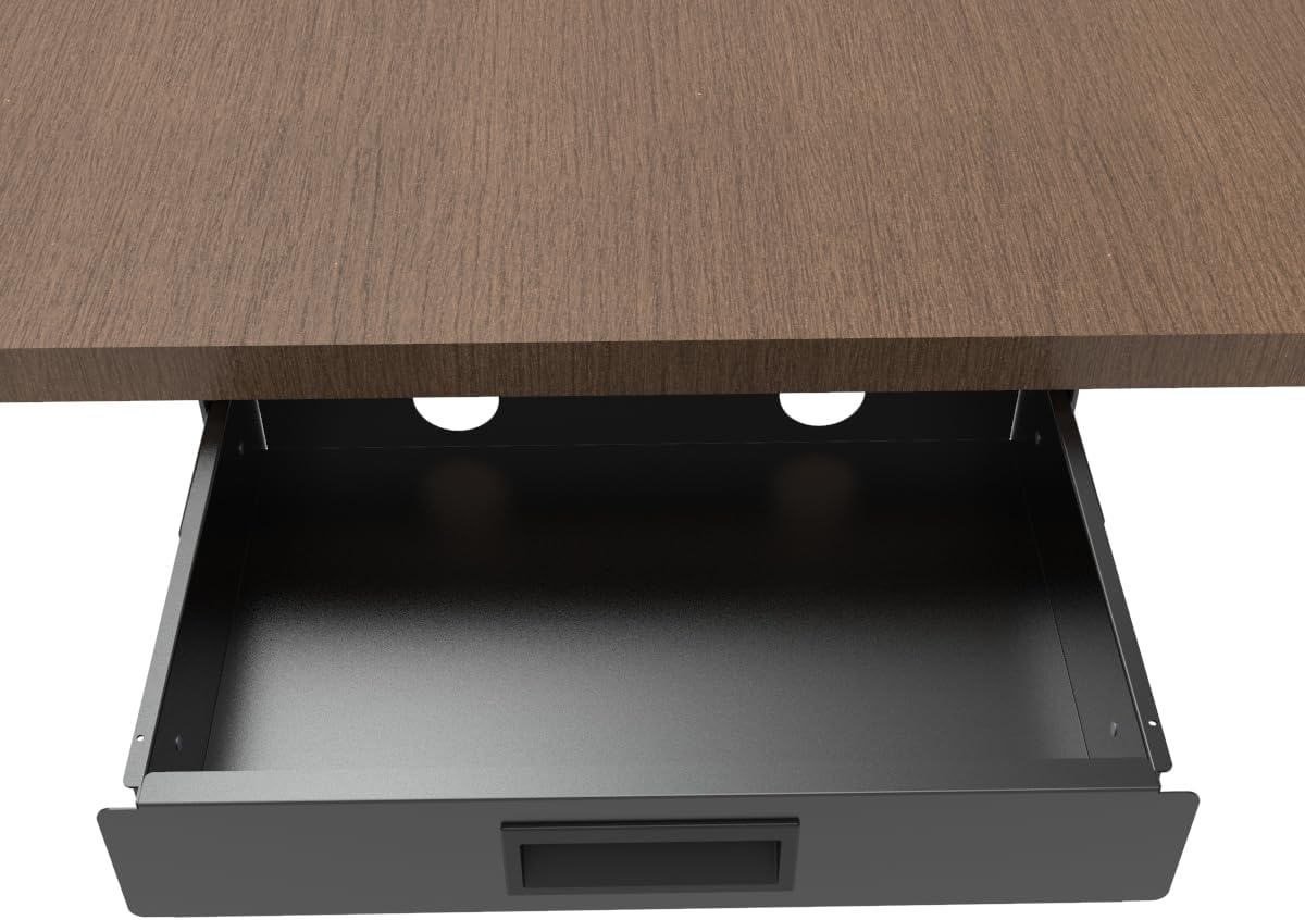 13 Inch Wide Under Desk Sliding Drawer- Pull Out Storage Organizer with Handle at office or home for Sit Standing Workstation, Black