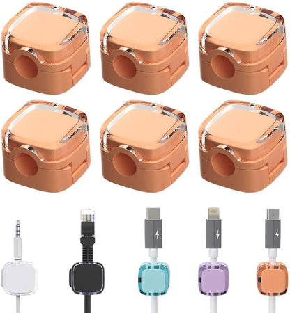 6 Pack Magnetic Cable Organizer Clips, Self Adhesive Cord Holder for Desk, Cable Management Clips for Phone, USB Charging Cables, Office and Home (White)