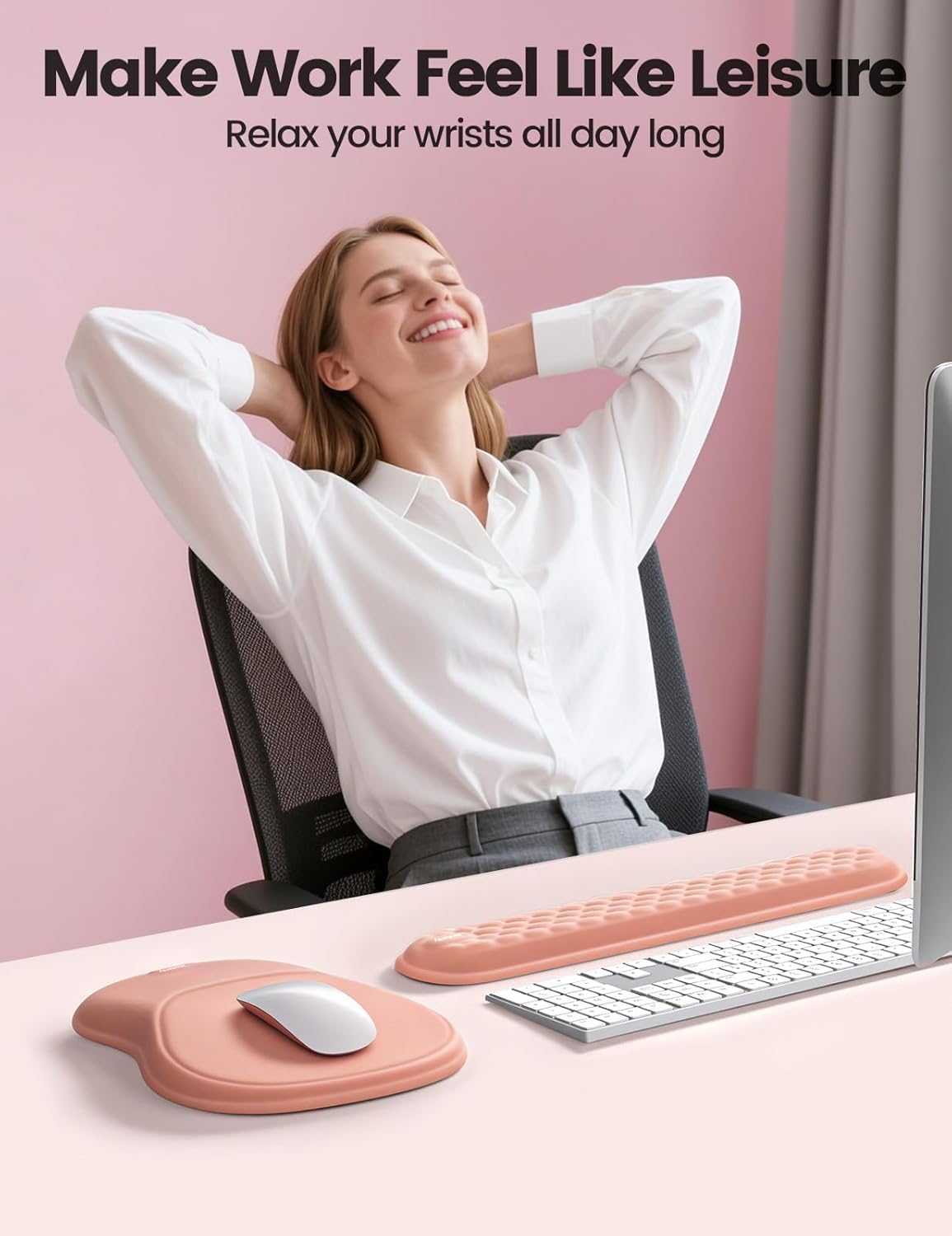meatanty Keyboard and Mouse Wrist Rest Set, Ergonomic Wrist Pad Support, Computer Hand Palm Rest Combo, Memory Foam Typing Desk Accessory Carpal Tunnel Cushion, Laptop Office Home School-Blue & Black