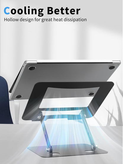 SOUNDANCE Laptop Stand for Desk with Stable Heavy Base, Adjustable Height Multi-Angle, Ergonomic Metal Riser Holder, Foldable Mount Elevator, Compatible with 10 to 15.6 Inches PC Computer, Silver