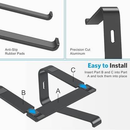 OMOTON Laptop Stand, Detachable Laptop Mount, Aluminum Laptop Holder Stand for Desk, Compatible with MacBook Air/Pro, Dell, HP All Laptops (11-16 inch), Silver