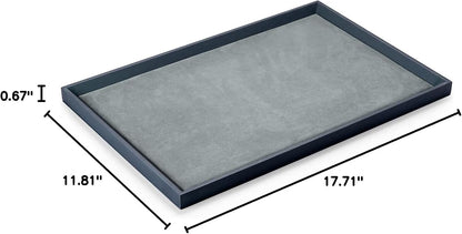 Oirlv Premium Leather Flat Jewelry Tray Jewelry Display Organizer Valet Tray for Nightstand or Dresser Organizer(Medium)