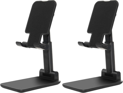 Cell Phone Stand, Folding Desktop Phone Stand, Angle Height Adjustable Mobile Phone Holder for Desk, Office, Tablet Stand Compatible with All Phones 4-10 Inches Cell Phone/Tablet (Black)