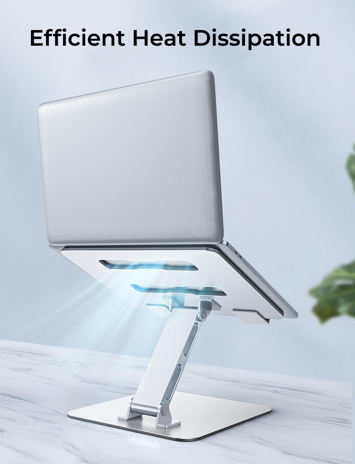 Adjustable Ergonomic Laptop Stand for Desk, Foldable Computer Stand, Stable Aluminum Lectern Notebook Riser & Portable Laptop Holder Mount Compatible with 10-16" MacBook Pro/Air, Dell, HP