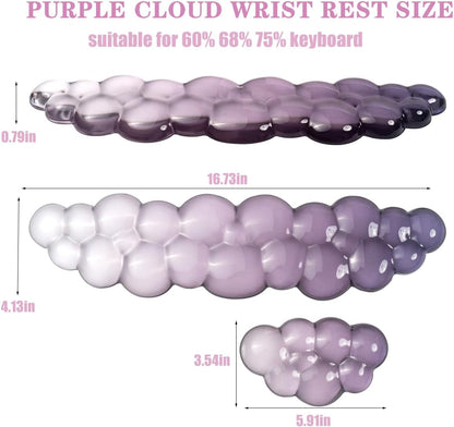 Gel Keyboard and Mouse Wrist Rest Set – Clear Cloud Wrist Rest for Computer Keyboard 60%/68%/75%, Comfort & Support for Typing and Gaming(Purple Green)