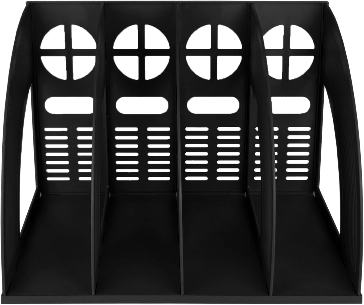 SAYEEC Magazine Holder Sturdy Binder Holder Desk File Sorter Plastic File Folder Organizer Stand Book Shelf Dividers Vertical Storage Rack Desktop Bookshelf Display Box for Office School Home (Black)