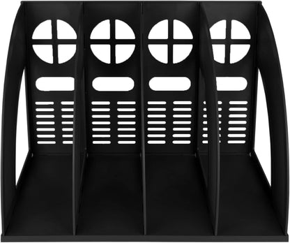 SAYEEC Magazine Holder Sturdy Binder Holder Desk File Sorter Plastic File Folder Organizer Stand Book Shelf Dividers Vertical Storage Rack Desktop Bookshelf Display Box for Office School Home (Black)
