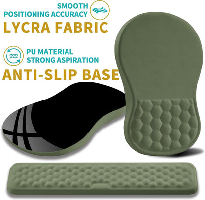 Hokafenle 2 in 1 Ergonomic Mouse Pad Wrist Support & Wrist Rest for Computer Keyboard Set, with Relieve Carpal Tunnel Pain Massage Bulge and Full Memory Gel Design (2In1 Set, Light Green)