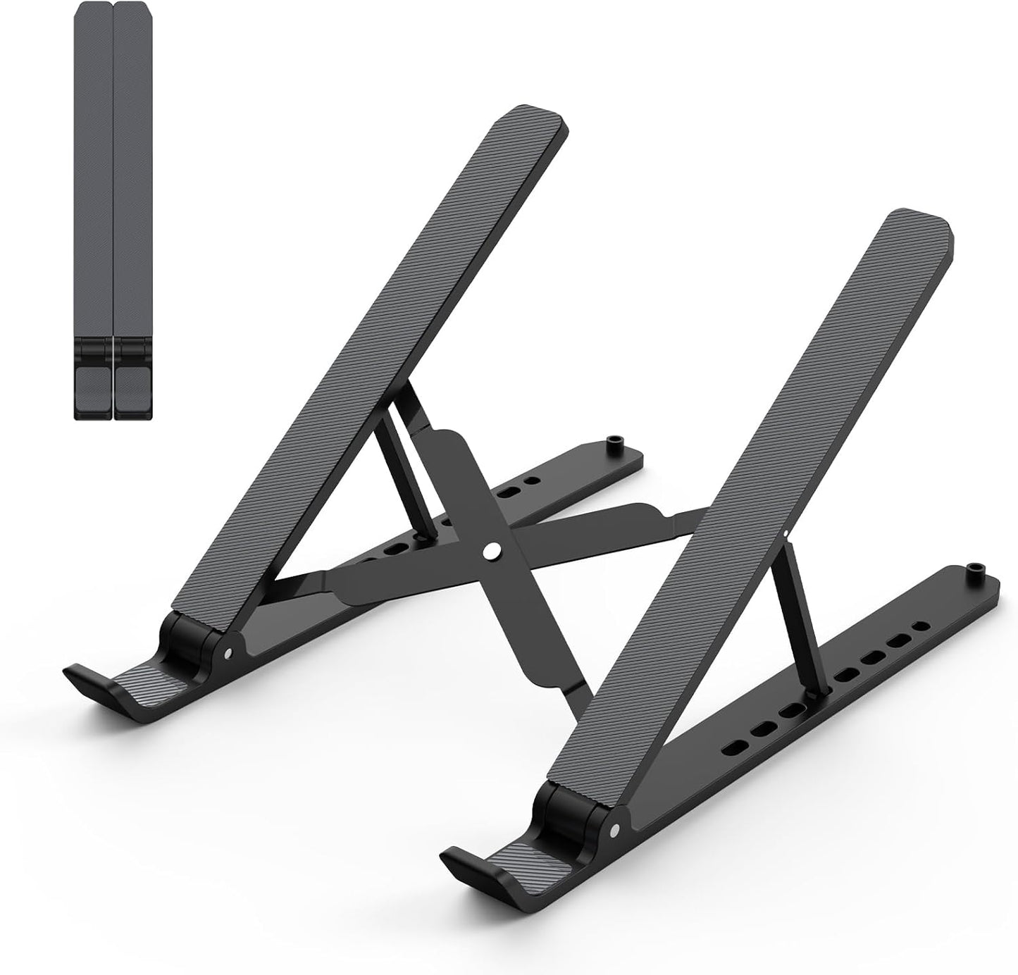 Laptop Stand for Desk, Adjustable Laptop Riser Foldable Portable Laptop Holder, Ventilated Cooling Notebook Stand for 10-15.6” Laptop,Tablet-White