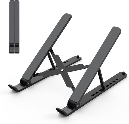 Laptop Stand for Desk, Adjustable Laptop Riser Foldable Portable Laptop Holder, Ventilated Cooling Notebook Stand for 10-15.6” Laptop,Tablet-White