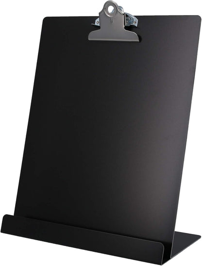Saunders Free Standing Clipboard & Tablet Stand - Durable Black Recycled Aluminum Desktop Document Holder for Office, Teachers & Students - 1" Clip Holds 8.5x11 Letter Size Sheets, Lightweight