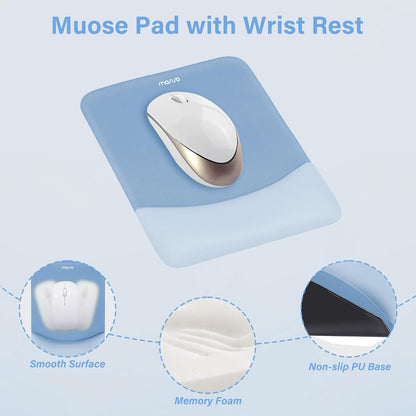 MOSISO Wrist Rest Support for Mouse Pad&Keyboard Set, Rectangular Ergonomic Mousepad Non-Slip Base Home/Office Pain Relief&Easy Typing Pad with Neoprene Cloth&Raised Silicone Lining, Green