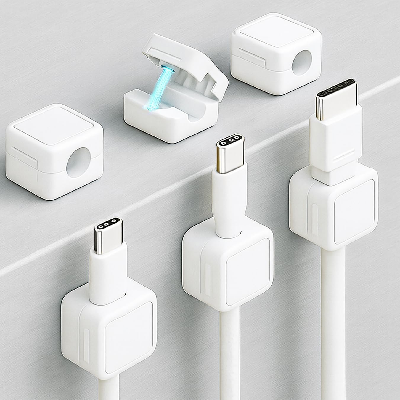6 Pack Magnetic Cord Organizer, Effortless Cord Management, Computer Cable Organizer, Sticky Cable Clips for Desk and Home - Black