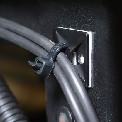 XHF 100 PCS 3/4" Black Self Adhesive Cable Zip Tie Mounts Wire Cable Clips Holders Management Anchors Organizer Holders Squares(HS-101S)