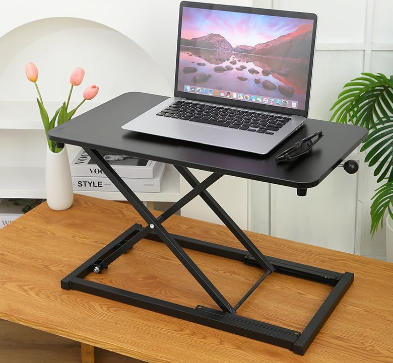 VebaCidi Height Adjustable Sit to Stand Desk Riser, Compact Standing Desktop Converter for Monitor or Laptop, Black