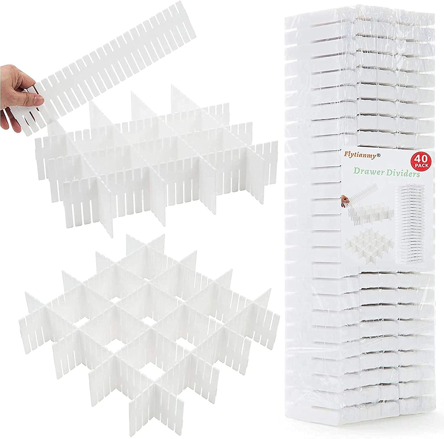 8Pcs Drawer Dividers, Adjustable Drawer Organizer for Socks, Underwear, Makeup, Can Help Tidy Kitchen, Bedroom, Dresser White