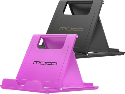 MoKo 2PCS Phone/Tablet Stand, Desktop Holder for 4-11" Device, Fit with iPhone 17/17 Air/17 Pro/17 Pro Max, iPhone 16/Pro/Pro Max/Plus, iPhone 15/Pro/Pro Max/Plus, iPhone 14/Pro/Pro Max/Plus
