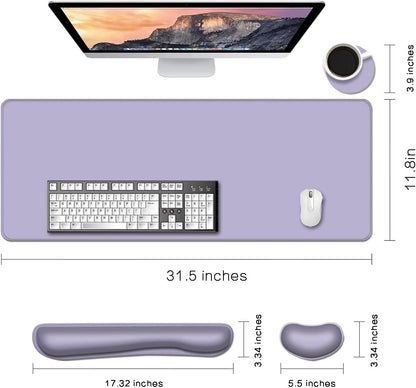 MIBITRI Keyboard Mouse Pad Set, Extended Gaming Mouse Pad+Ergonomics Keyboard Wrist Rest Support, Memory Foam, Easy Typing Pain Relief, 4Pcs XXL Ultra Thick Desk Mat, Enchanted Bookshelf