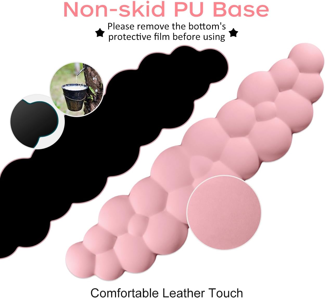 JIKIOU Upgrade Leather Cloud Keyboard Wrist Rest, Cloud Wrist Rest with Non-Slip PU Base, Comfortable Memory Foam Wrist Rest for Computer Laptop Mac Gaming Office and Pain Relief Christmas Wish Gift