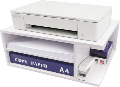 SONGWAY Printer Stand with Storage for Desk - Desktop Printer Shelf, Monitor Stand Riser, Desk Paper Storage Organizer for Home Office