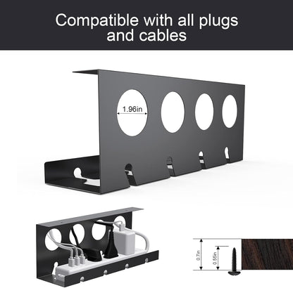 Cable Management Under Desk 2 Pack Under Desk Cable Management Tay Super Sturdy Metal Cable Raceway Tray for Cords/Power Strip (12.6 in)